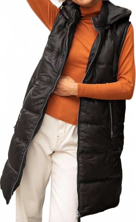 MAURITIUS Veo Cf Leather Puffer Vest Jacket In Black