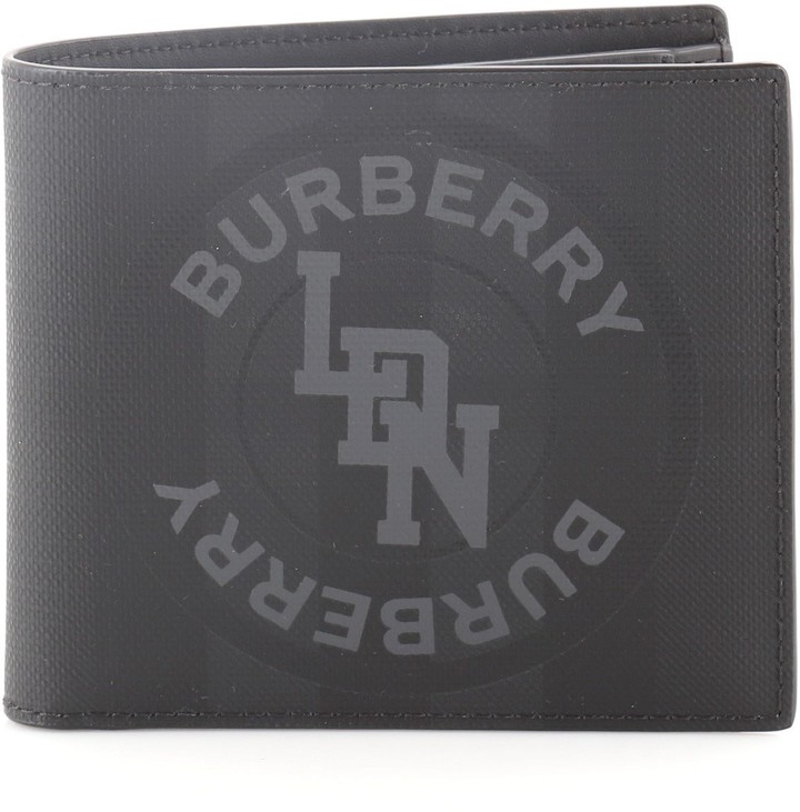 Burberry Logo Graphic Bifold Wallet London Check Coated Canvas Compact -  ShopStyle