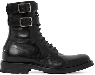 Saint Laurent 30mm Buckled Leather Combat Boots