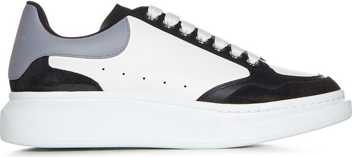 Alexander McQueen Men's Oversized Larry Allover Crystal Platform Sneakers White/Black