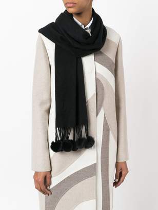 N.Peal fur bobble woven scarf