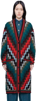Gucci Multicolour wool oversize knit coat
