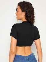 Thumbnail for your product : Shein Cutout Front Frog Button Crop Top