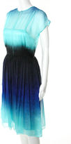 Thumbnail for your product : Jonathan Saunders NWT Aqua Blue Black Ombre Gathered Carlton Dress Sz 36 $1610