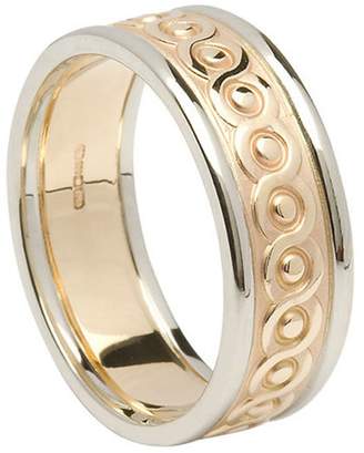 BORU Ladies Celtic Knot Irish Wedding Ring 14k Two Tone Gold Size 7.5