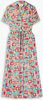 Thumbnail for your product : HVN Long Maria printed silk midi shirt dress