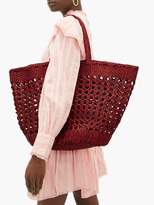 Thumbnail for your product : Dragon Optical Diffusion - Cannage Market Large Woven-leather Basket Bag - Womens - Burgundy