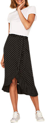 Oasis Spot Print Frill Skirt, Multi/Black