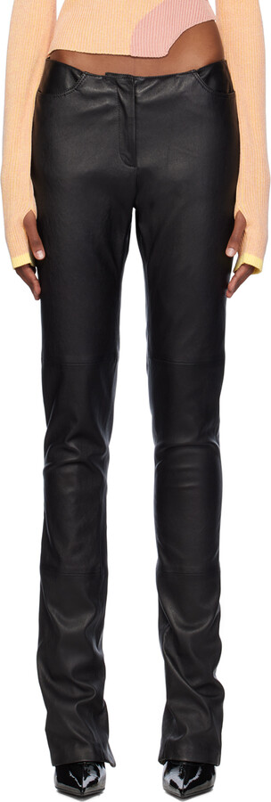 GCDS Black Multi-Zip Leather Pants