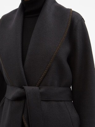 Harris Wharf London Belted Shawl-collar Pressed-wool Jacket - Black