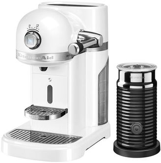 KitchenAid Nespresso Machine + Aeroccino Frosted Pearl