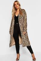 Thumbnail for your product : boohoo Plus Leopard Faux Fur Trench Coat