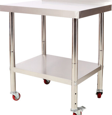 30 X 24 35-1/2 Inch Stainless Steel Heavy Duty Worktable With 440lbs Load, Backsplash, Adjustable Shelf And 4 For Kitchen Prepping Space Prep Table Ca