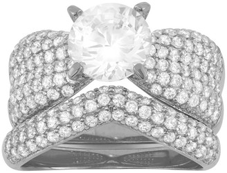 Tiara 3.52 CT. T.W. 2 Piece Round-Cut Pave Bridal Cubic Zirconia Ring In Sterling - ()