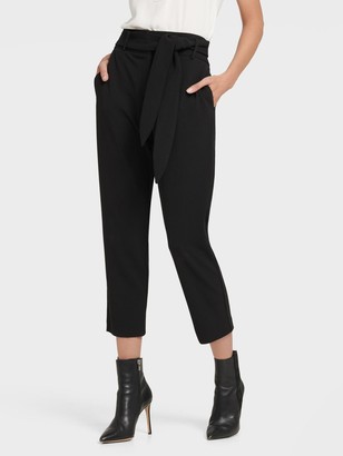 black high waisted tie trousers