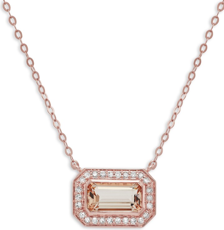 Frankie & Zoe 14K Rose Gold Morganite & Diamond Pendant Necklace