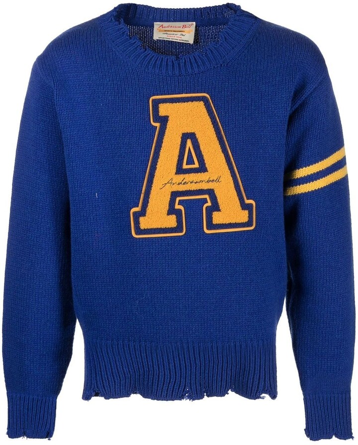 ANDERSSON BELL FlockedLogo Varsity Sweater ShopStyle