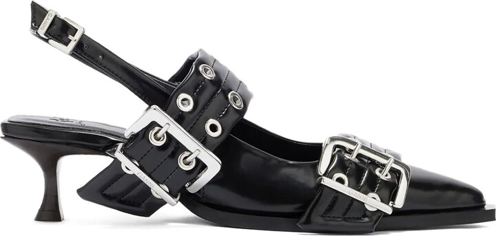 Ganni Buckle Eyelet Pumps