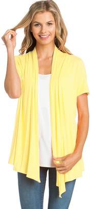 Ami 12 Basic Solid Short Sleeve Open Front Cardigan