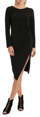 Mss Black Asymmetric Hem Dress