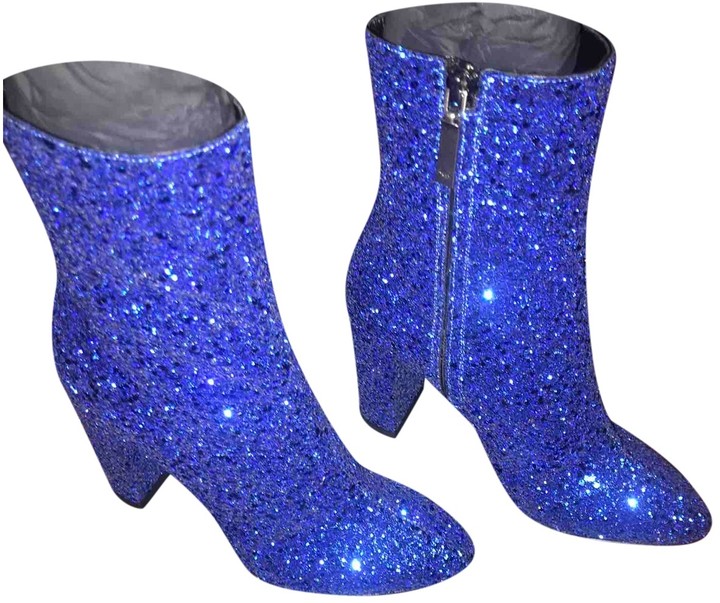 blue glitter boots