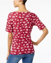 Thumbnail for your product : Karen Scott Elephant-Print Elbow-Sleeve Top, Created for Macy's