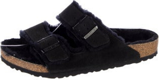 Birkenstock Suede Slides Black Platform Multistrap & Buckle Closure At Uppers Designer
