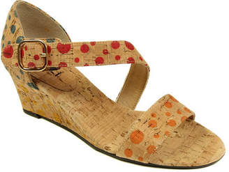 VANELi Women's Marise Wedge Sandal - Orange/Red/Blue/Yellow Dot Cork Sandals