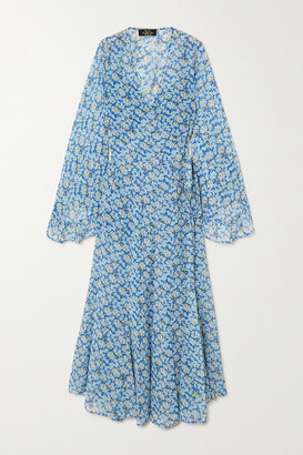 De La Vali Oswoldo Floral-print Recycled Georgette Wrap Maxi Dress