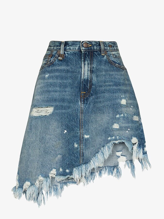 blue jean button up skirt