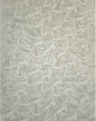 Orren Ellis Cream Modern Lux Waves Wallpaper Textured Faux Wavy Silk Fabric 3d