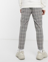 Thumbnail for your product : Bershka skinny check trousers in grey