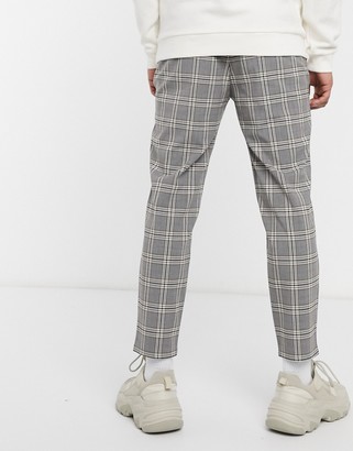 Bershka skinny check trousers in grey