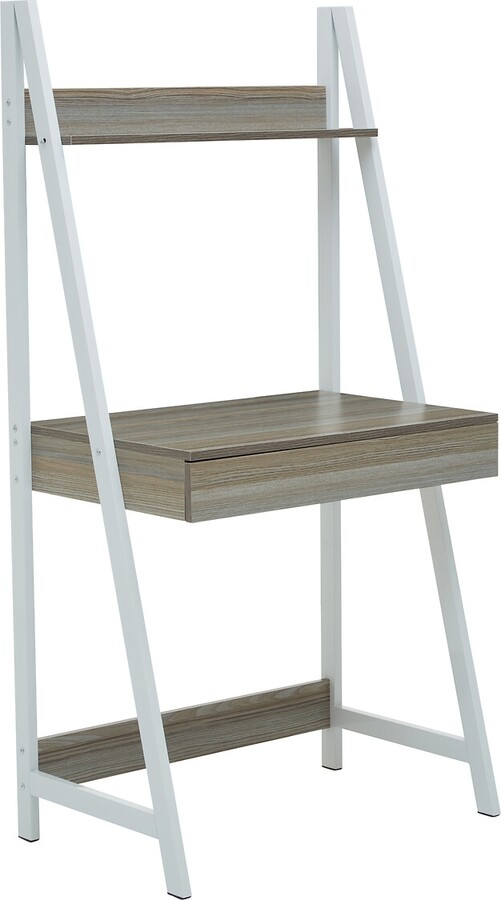 So'home Light Oak Effect Ladder Shelf Desk Unit With White Frame