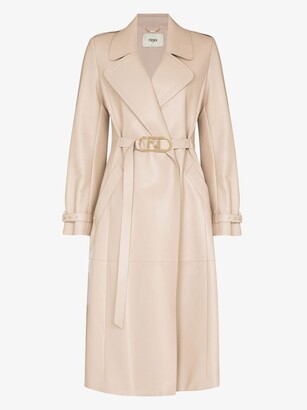 Fendi Belted Leather Trench Coat