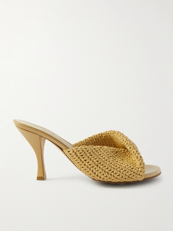 Bottega Veneta Blink Raffia Mules - Yellow