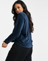 Thumbnail for your product : Hunkemoller ready-to-chill ribbed velour lounge sweat in teal