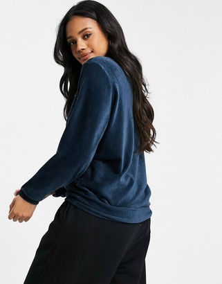 Hunkemoller ready-to-chill ribbed velour lounge sweat in teal