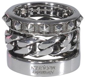 Silver Logo-engraved ring, Alexander McQueen