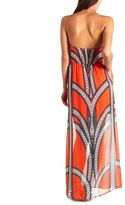 Thumbnail for your product : Charlotte Russe Printed Chiffon Strapless Maxi Dress