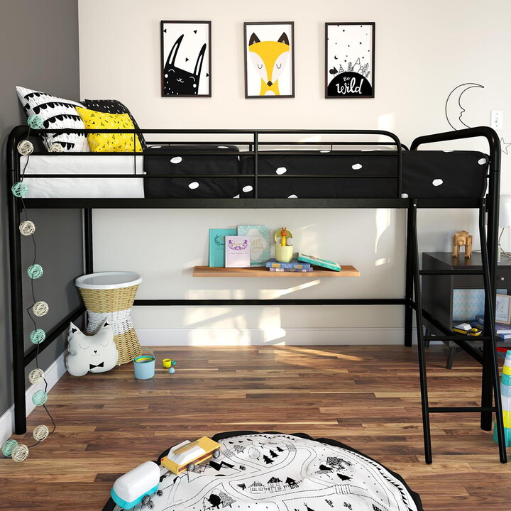 DHP Jett Junior Twin Metal Loft Bed, Black