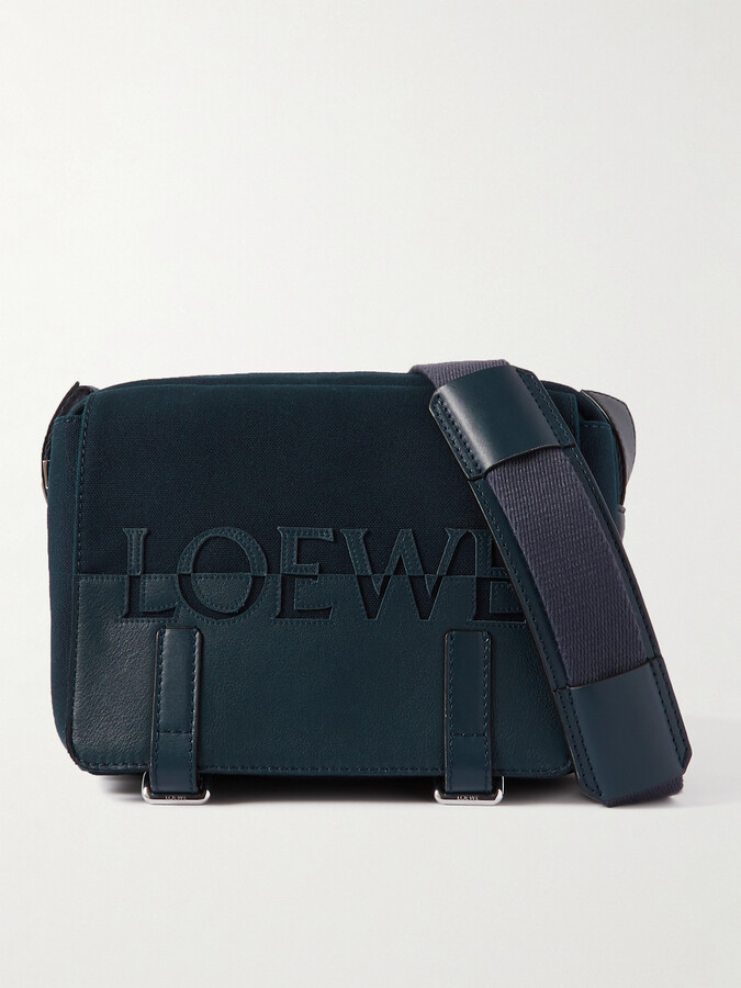 Loewe Anton Leather Messenger Bag in Blue for Men