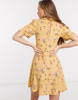 Thumbnail for your product : New Look flutter sleeve mini dress in yellow ditsy floral print