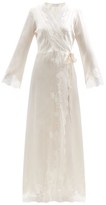 Thumbnail for your product : Carine Gilson Skyfall Lace-trimmed Silk-satin Long Robe - Ivory