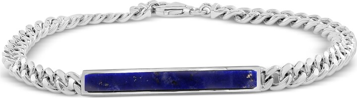 Effy Men's Lapis Lazuli Bar Curb Link Bracelet in Sterling Silver