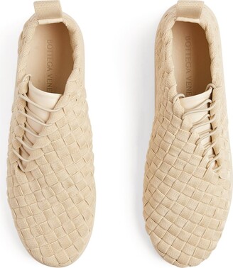 靴 BOTTEGAVENETA PLAT SNEAKER Bottega Veneta black plat sneakers intreccio elastic lace-up