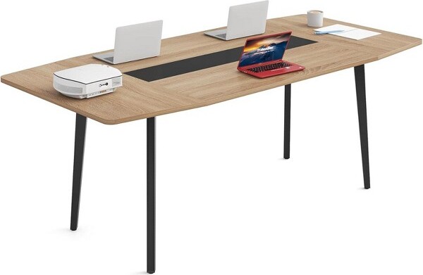 Lantine6FTConferenceTable,70.86InchesBoatShapedMeetingTable,ModernSeminarTableforOfficeMeetingRoom