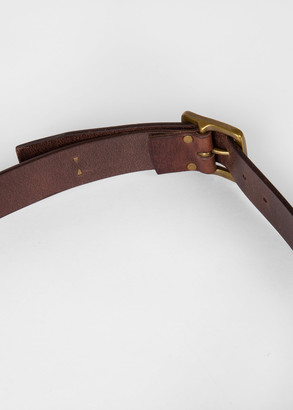 Paul Smith Men's Brown Leather Belt With Studs