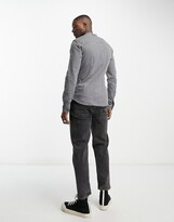 Thumbnail for your product : ASOS DESIGN skinny denim shirt in washed black with grandad collar