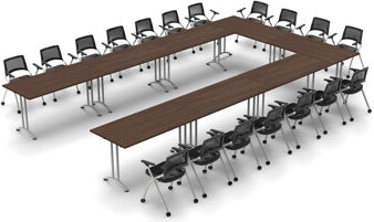 TeamWORK Tables 18 Person Conference Meeting Tables with 18 Chairs Complete Set